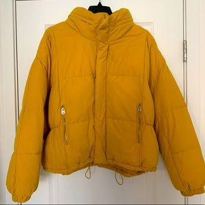 Zara Mustard Yellow Puffer Jacket